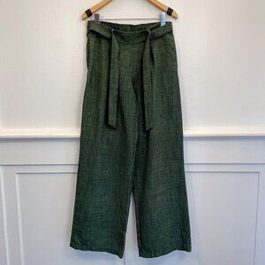 Harlowe & Graham Forest Green Wide-Leg Trousers with Belt – Size Small (NWT)